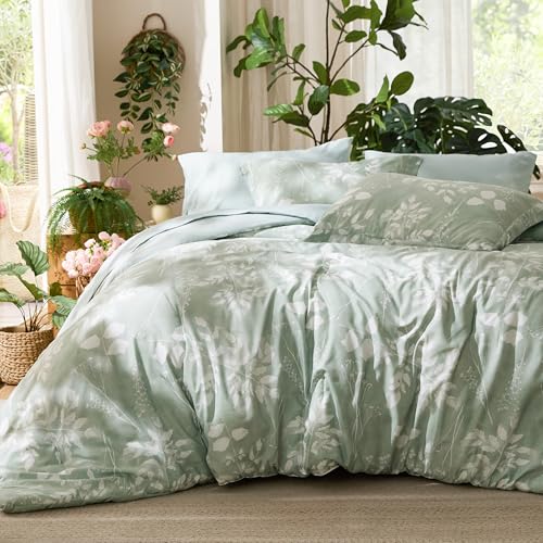 Bedsure 7-Piece Floral Comforter Set, Sage Green
