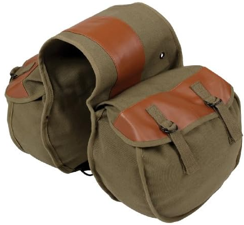 Stansport Cotton Duck Canvas Motorcycle Saddle Bags, O.D. Green