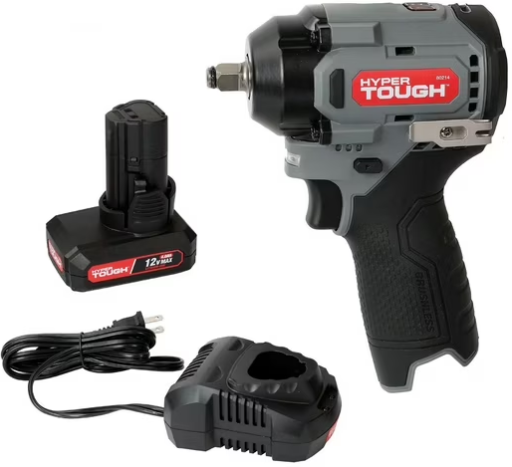 Hyper Tough 12V Max Brushless Impact Wrench with 4.0Ah Lithium-Ion Battery