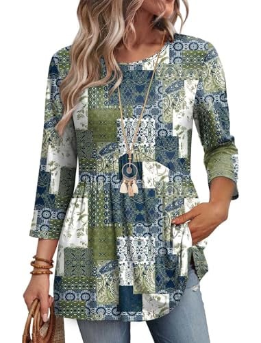 3/4 Length Sleeve Womens Babydoll Tops Deal