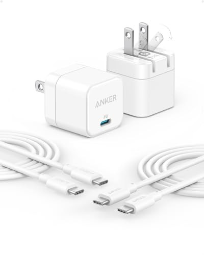 2-Pack Anker 20W USB-C Foldable Wall Chargers + 2-Pack 6' USB-C to USB-C Charging Cables