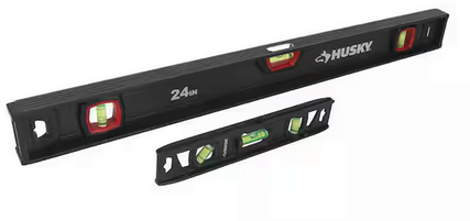 Husky 2-Pack 9in. Torpedo and 24in. Aluminum Level