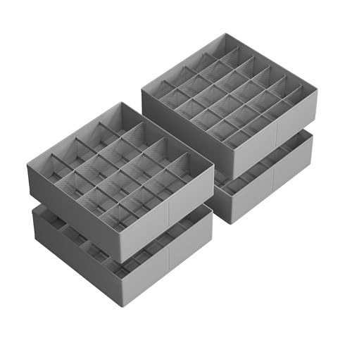 4-Pack SONGMICS 80-Compartment Foldable Drawer Organizers