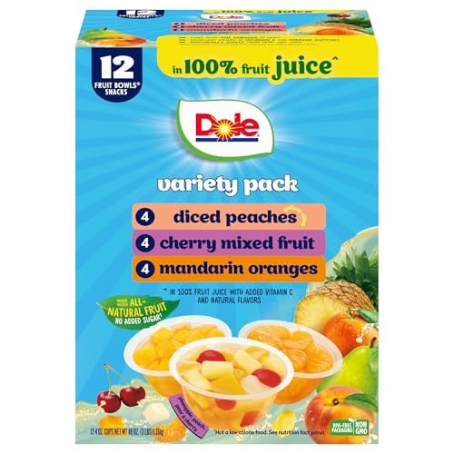 Dole Diced Peaches, Mandarin Oranges, and Cherry Mixed Fruit Variety Pack 12-Pack Deal