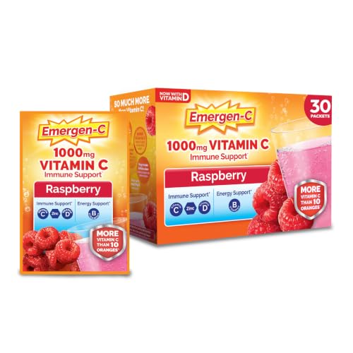 Emergen-C Vitamin C 1000mg Immune Support Powder, Raspberry, 30 Packets Deal