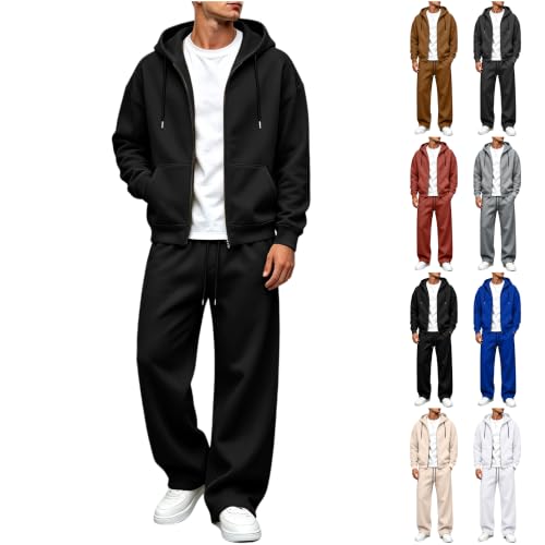 Mens Sweatsuit Zip Up Hoodies and Pants Set