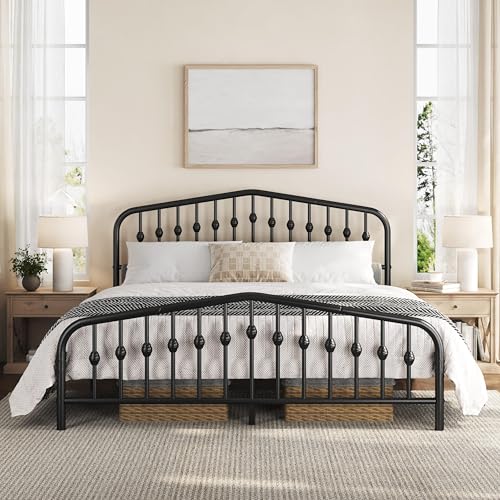 Yaheetech King Metal Bed Frame with Victorian Vintage Headboard Deal