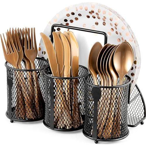 Utensil Organizer Silverware Caddy for Party (Black)