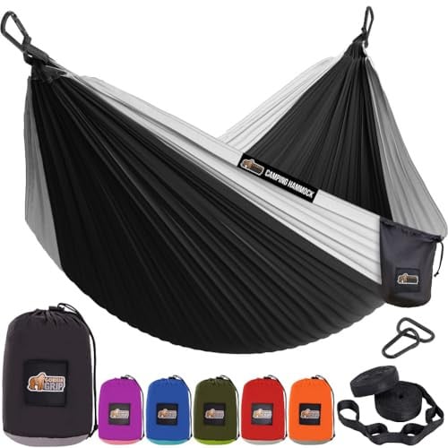 Gorilla Grip Single Camping Hammock w/ Tree Straps (Black) Deal