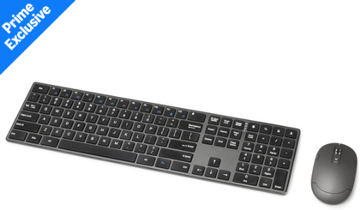 Amazon Basics Ultra Premium Wireless Keyboard and Mouse Combo, Rechargeable, Full-Size with Number Pad