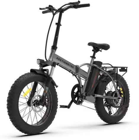 AOSTIRMOTOR Folding Electric Bike 750W Motor 20" Fat Tire 48V/12.5Ah Li-Battery