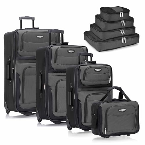 Travel Select Amsterdam Softside Expandable Luggage with Rolling Wheels Gray 8-Piece Set