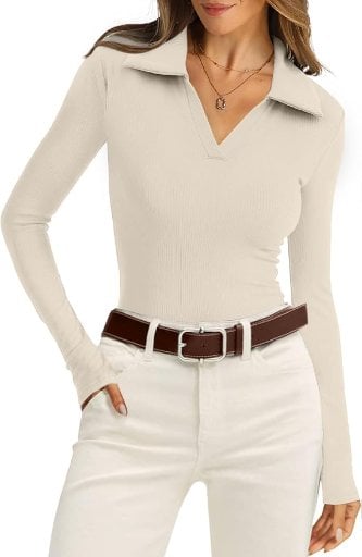 WIHOLL Womens Polo Shirts Long Sleeve Deal