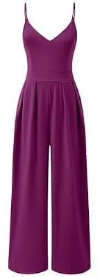 V Neck Spaghetti Strap Wide Leg Dressy Jumpsuit Deal