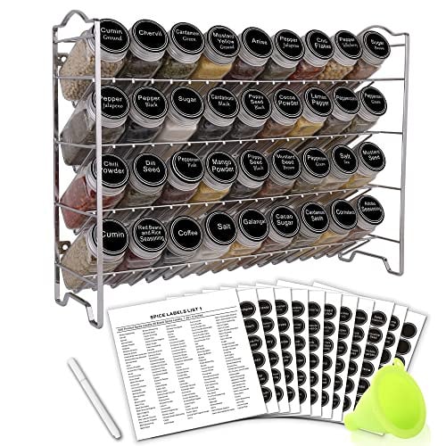 SWOMMOLY 4-Tier Spice Rack Organizer w/ 36 Square Spice Jars Deal
