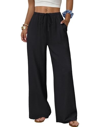 Sampeel Wide Leg Flowy Palazzo Drawstring Elastic Waist Trousers Deal