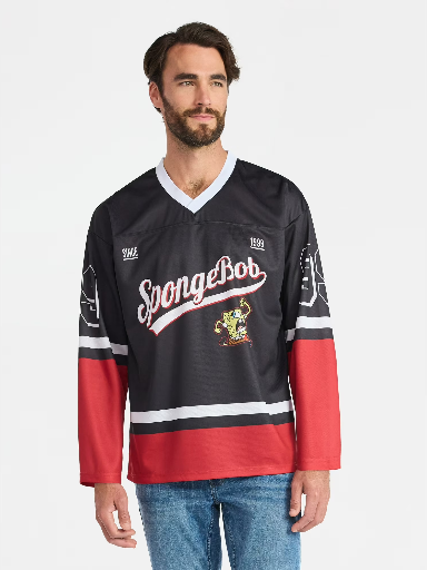 SpongeBob SquarePants Men's & Big Men's Graphic Hockey Jersey with Long Sleeves Deal