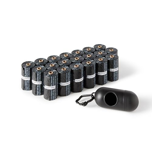 Amazon Basics Unscented Dog Poop Bags w/ Dispenser & Leash Clip (Black) 300-Count Deal