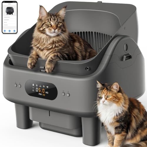 Open Top Self Cleaning Litter Box for Multiple Large Cats with APP Control