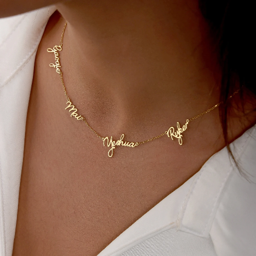 Multi-Name Family Necklace 14" 18k Gold Plated Deal