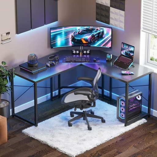 Casacomoda 51" Reversible L-Shaped Computer Desk (Carbon Fiber Black)