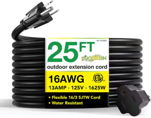GoGreen Power 25' 16/3 Extension Cord