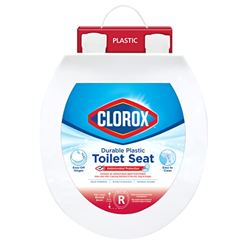 Clorox Round Beveled Plastic Toilet Seat with Easy-Off Hinges