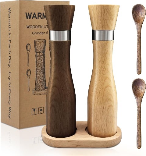 WARMKEY Wooden Salt and Pepper Grinder Set Deal