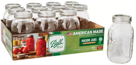 Ball Regular or Wide Mouth Mason Jar 32 oz 12-Pack Deal