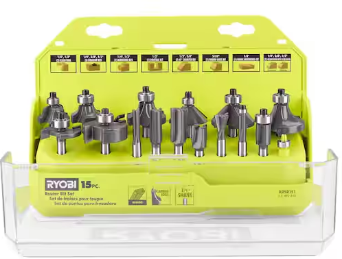 Ryobi Shank Carbide Router Bit Set (15-Piece)