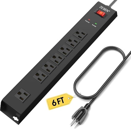 ZESEN 7 Outlet Metal Long Power Strip with 1500J Surge Protection Deal