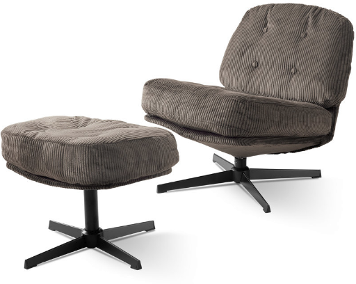 Hardyal 25.3'' Wide Swivel Lounge Chair and Ottoman (Brown Chenille/Corduroy)