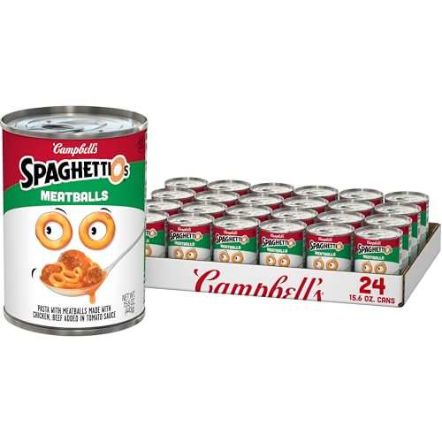 SpaghettiOs Canned Pasta with Meatballs 15.6 OZ Can (Pack of 24)