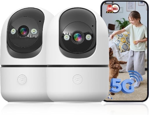 GBIUT Indoor Camera 5G&2.4G WiFi Home Security Camera 2-Pack Deal