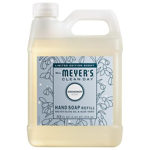 MRS. MEYER'S CLEAN DAY Hand Soap Refill, Snowdrop Scent, 33 Fl Oz