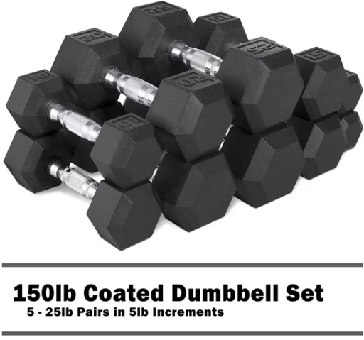 CAP 150lb Rubber Hex Dumbbell Set Deal