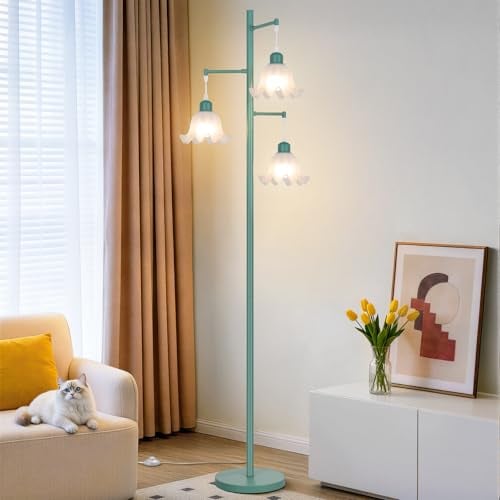 3 Light Vintage Flower Floor Lamp (Green) Deal
