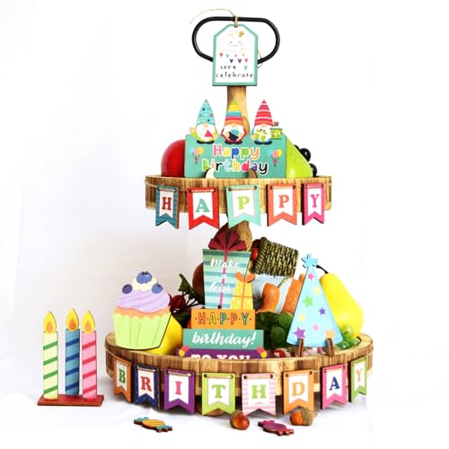 26pcs Happy Birthday Tiered Tray Decor