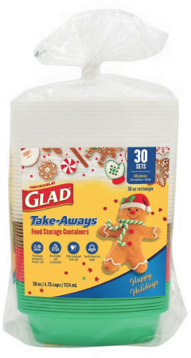 Glad Take-Aways Holiday Food Storage Containers 30-Pack