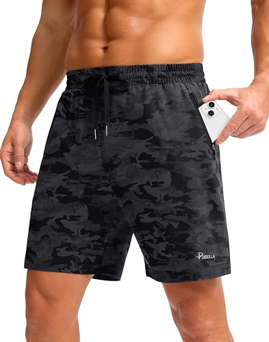 Pudolla Men's 5"/7" Quick Dry Running Shorts with Zipper Pockets