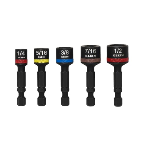 Klein Tools 32925S Nut Setter Set, Magnetic Impact Driver, 5-Piece Deal