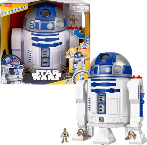 Fisher-Price Imaginext Star Wars R2-D2 Toy 17.5" w/ Lights, Sounds & C-3P0 Metal Character Key