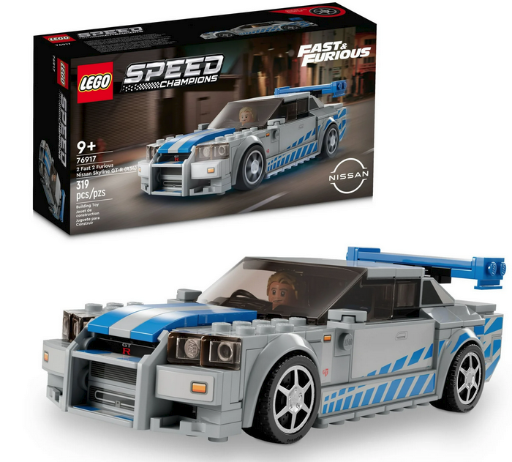 LEGO Speed Champions 2 Fast 2 Furious Nissan Skyline GT-R R34 76917 Race Car Toy Model Building Kit, 319 Pcs.