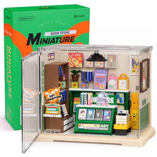 104-Piece DIY Bookstore Book Nook Miniature House Kit w/ LED Nightlight Deal