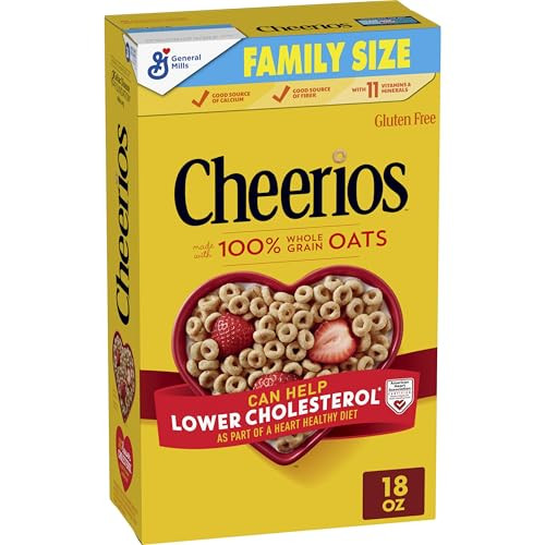 Cheerios, Heart Healthy Gluten Free Breakfast Cereal, Family Size, 18 Oz.