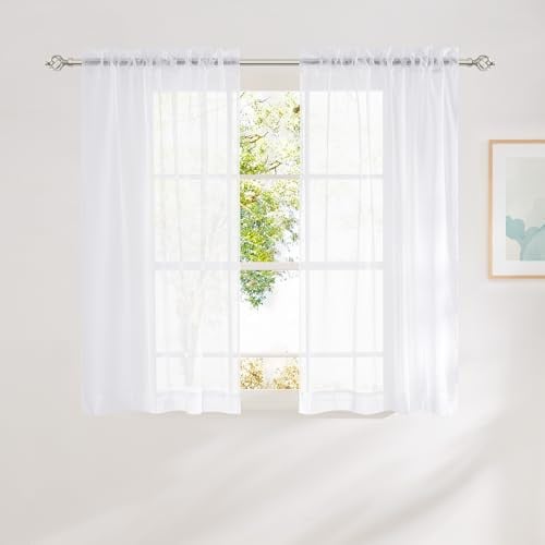 NICETOWN White Sheer Curtains 2-Panels
