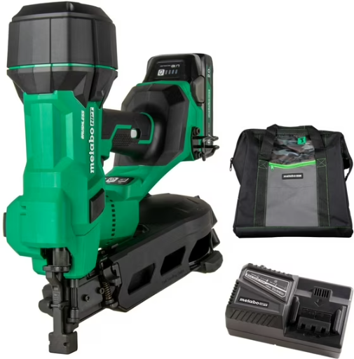 Metabo HPT 18V Cordless Coil Roofing Nailer Kit 2 Ah