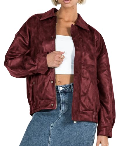 PRETTYGARDEN Women's Faux Leather Oversized Moto Jacket