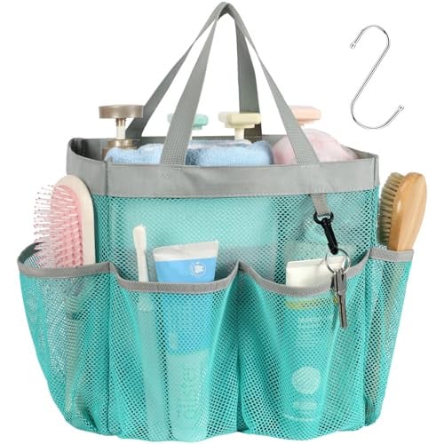 F-color Portable Mesh Shower Bag Caddy 7-Pocket 10" (Mint Green) Deal
