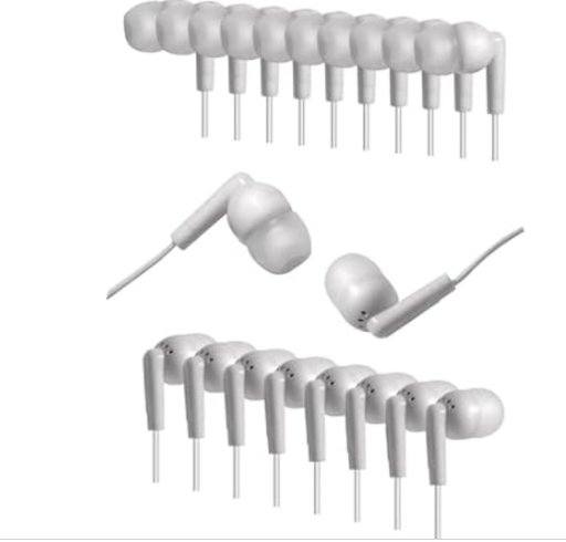 Bulk Wired Individually Packed Earbuds Headphones 50-Pack